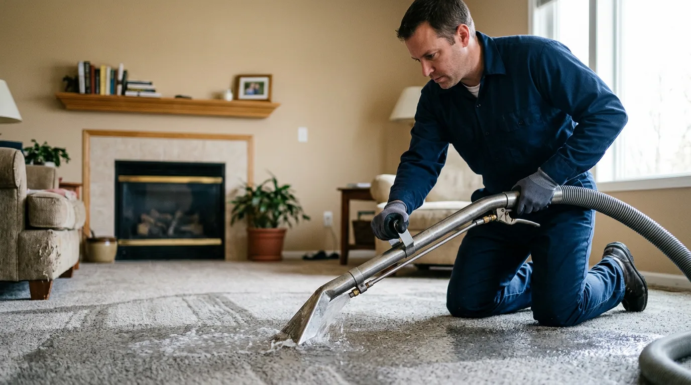 Water damage restoration technician working near League City, TX